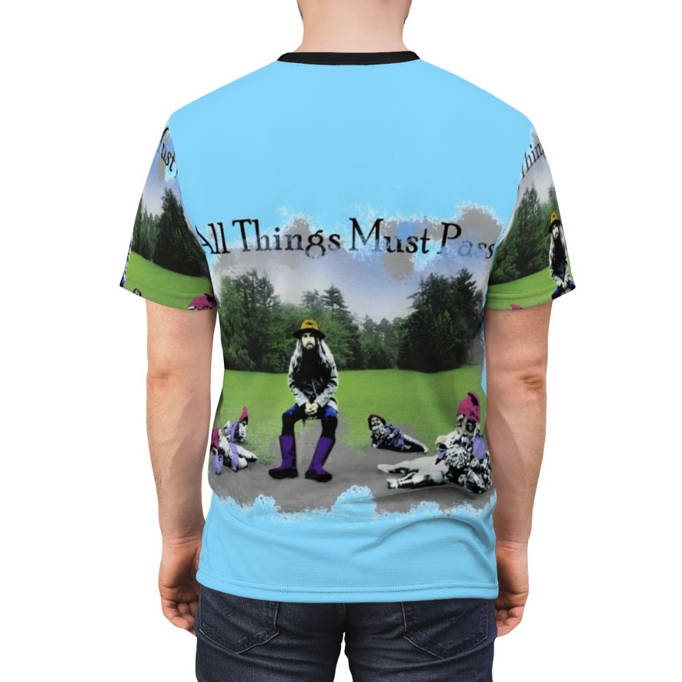 Vintage-style graphic t-shirt featuring the iconic album art for George Harrison's 1970 solo album "All Things Must Pass" - men back