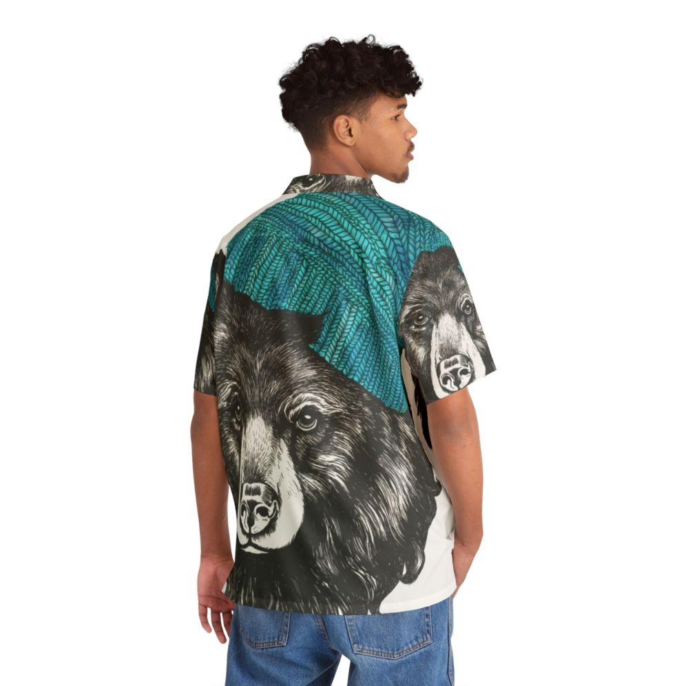 Blue Hawaiian shirt with tropical bear print design - People Back