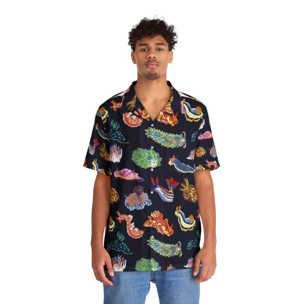 Nudie Cuties Hawaiian Shirt featuring vibrant sea slugs and nudibranchs - People Front