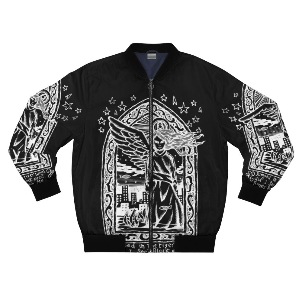 Radiohead-inspired inverted bomber jacket with grunge, punk, and indie style details