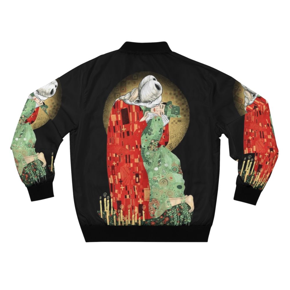 Bloody Kiss Vampire Bomber Jacket - Romantic Gothic Horror Design Featuring Mina and Dracula Kiss - Back