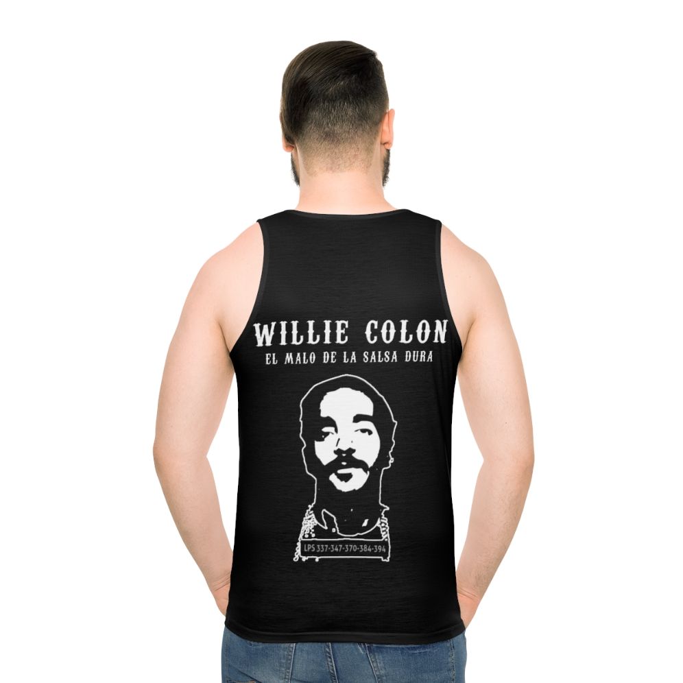 Unisex tank top featuring salsa music icon Willie Colon - men back