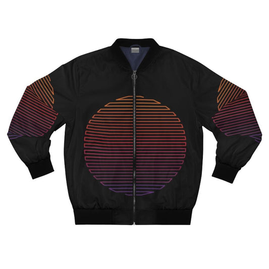 Minimalist linear light bomber jacket with gradient and neon patterns