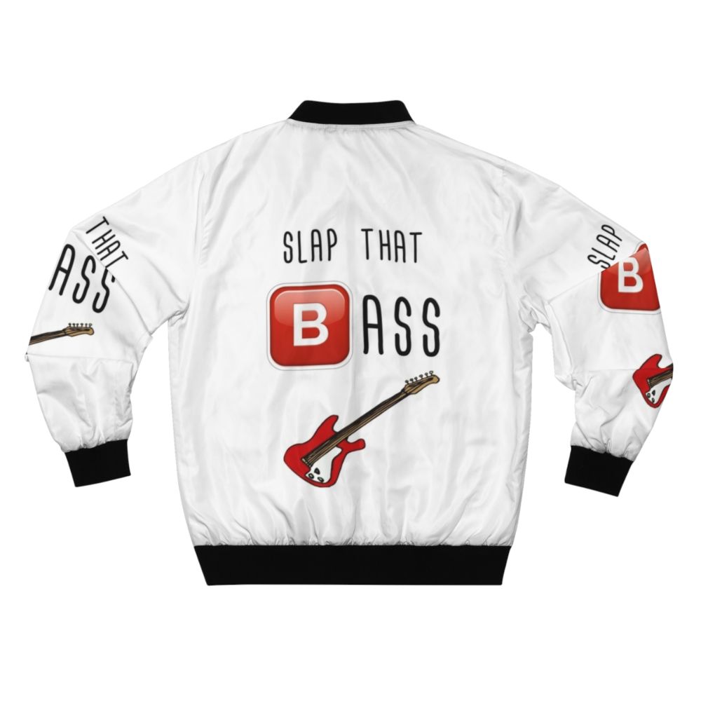 Bomber jacket with "Slap That Bass" design, featuring an impossible bassline and Davie504 reference - Back