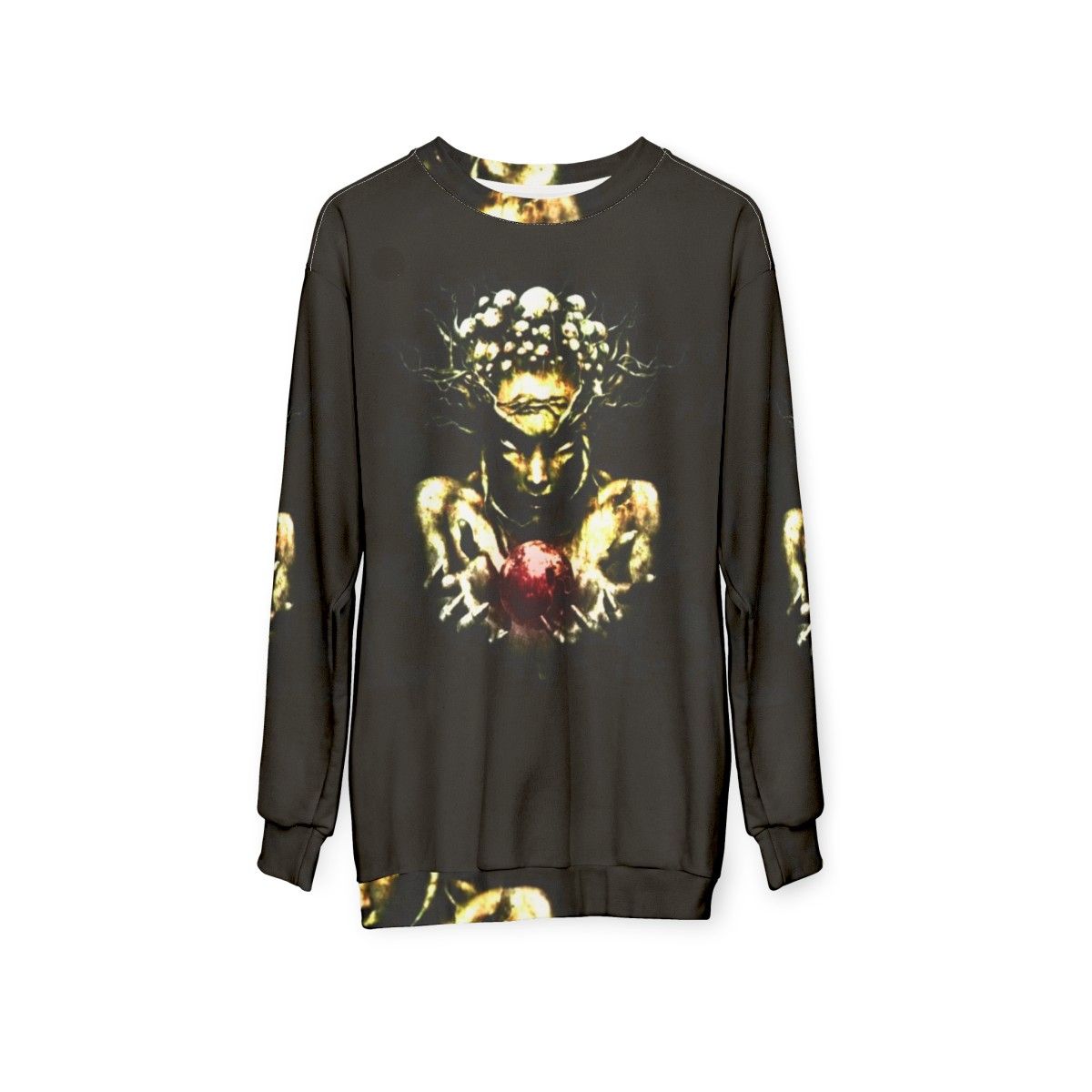 Infected Mushroom sweatshirt featuring a mushroom design - hanging