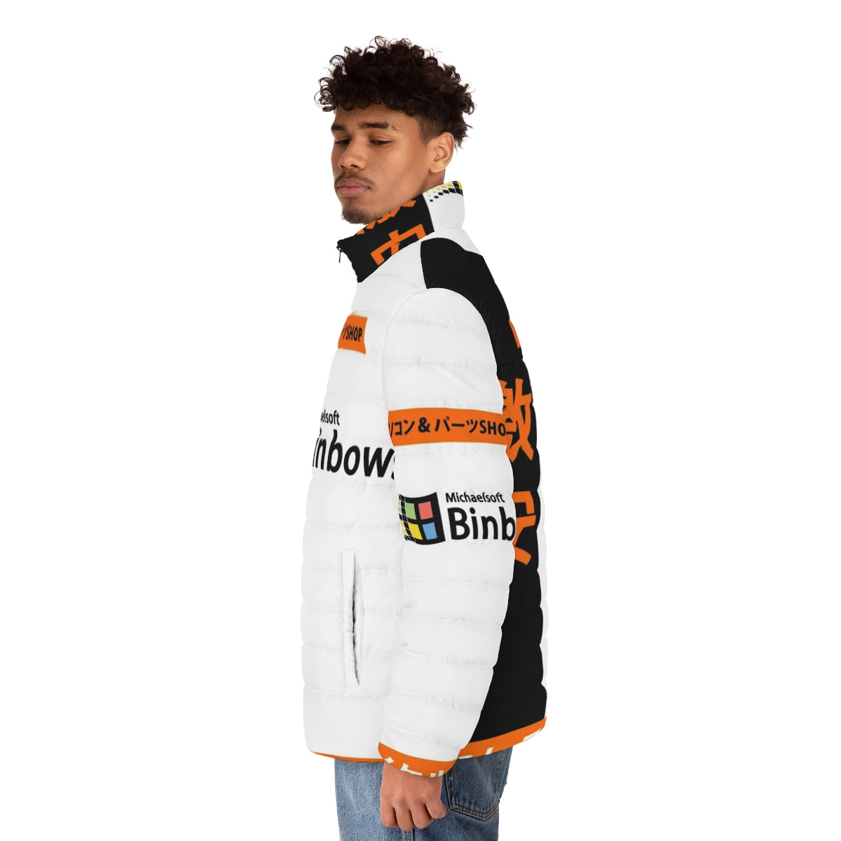 Michaelsoft Binbows Drip Puffer Jacket, a meme-inspired streetwear piece for the hypebeast fashion enthusiast - men side left