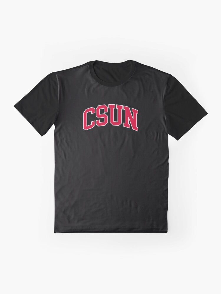 CSUN College Font Curved Graphic T-Shirt - Flat lay