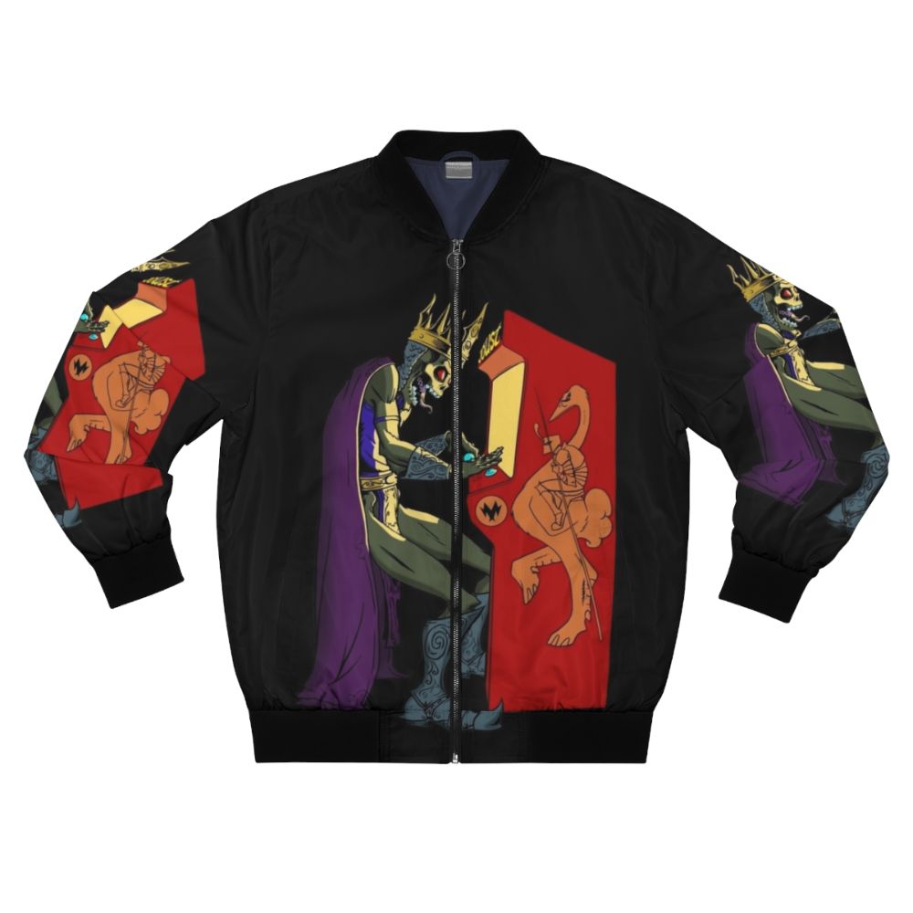 Bomber jacket featuring ready player one, gaming, retro gaming, and sci-fi inspired design