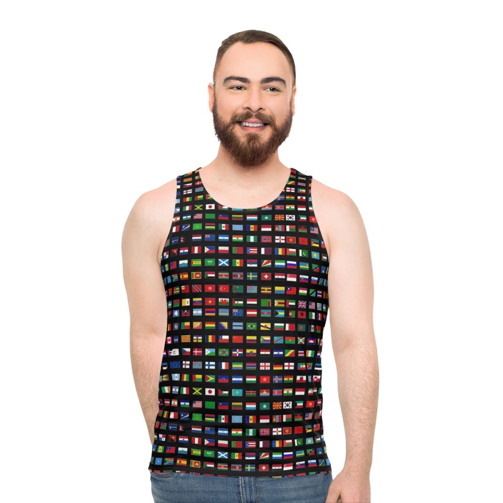 Unisex tank top with world flags design - men