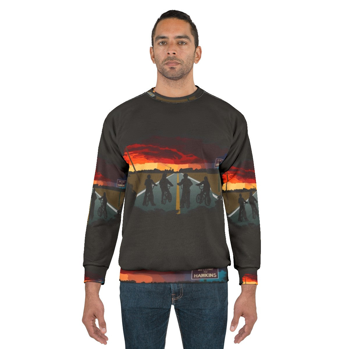 Stranger Things Hawkins Sweatshirt with Upside Down Design - men