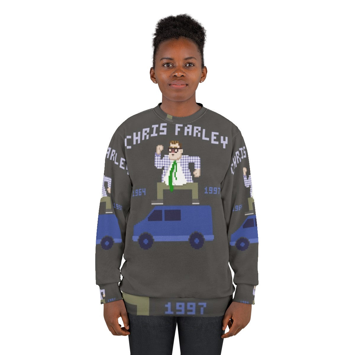 Chris Farley as Matt Foley from SNL in comedy sweatshirt - women