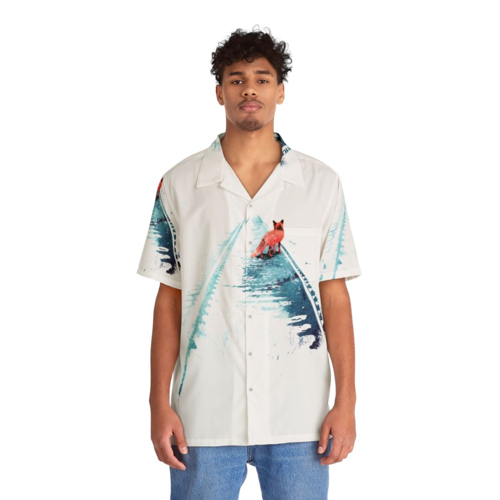 watercolor nature fox hawaiian shirt from nowhere to nowhere - People Front