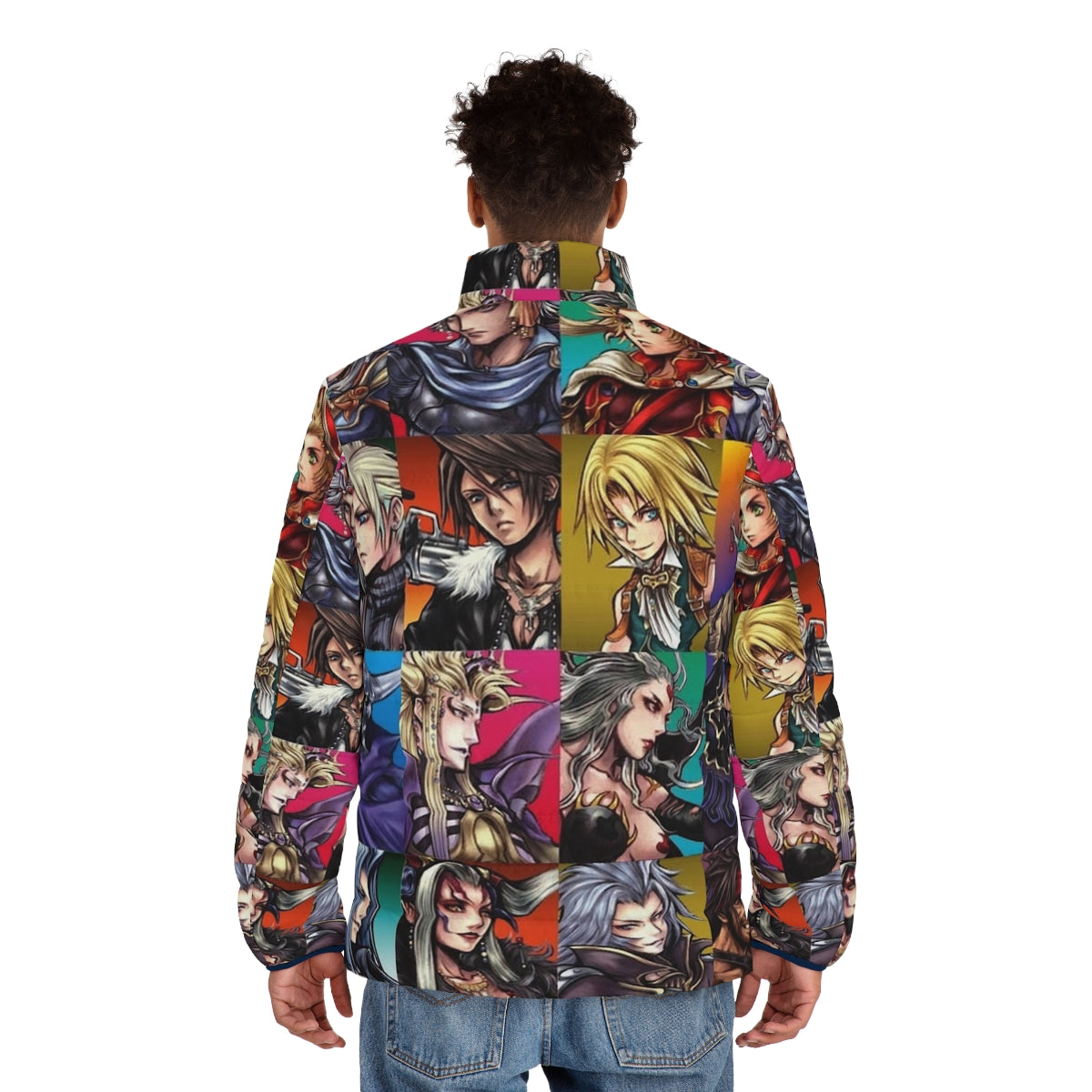 Final Fantasy Puffer Jacket featuring iconic characters and designs - men back