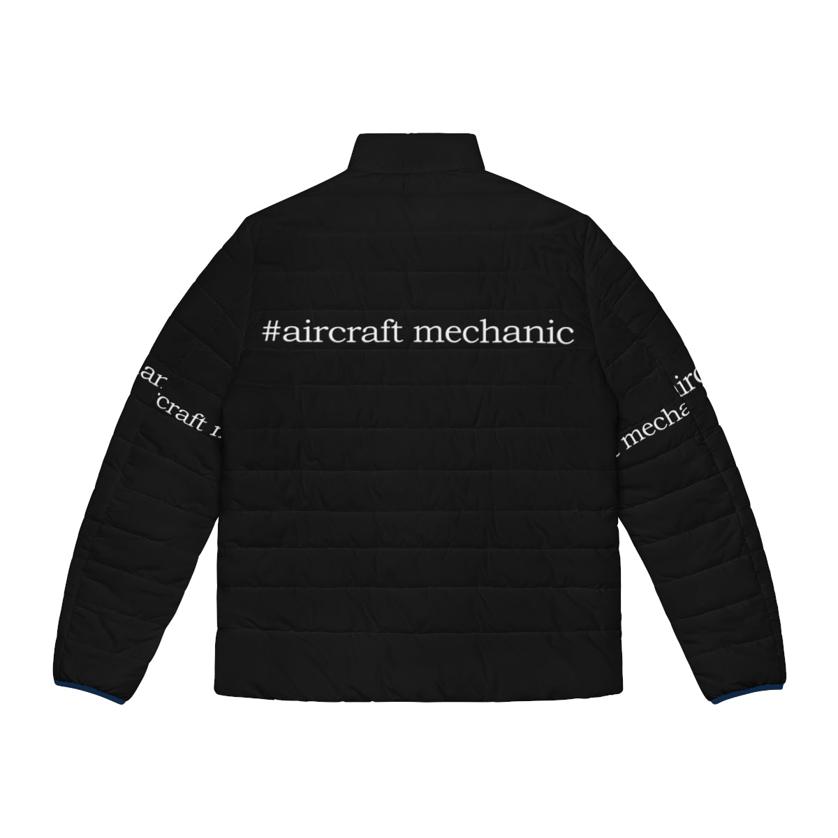 Vintage Hashtag Aircraft Mechanic Puffer Jacket with Funny Occupations Graphic - Back