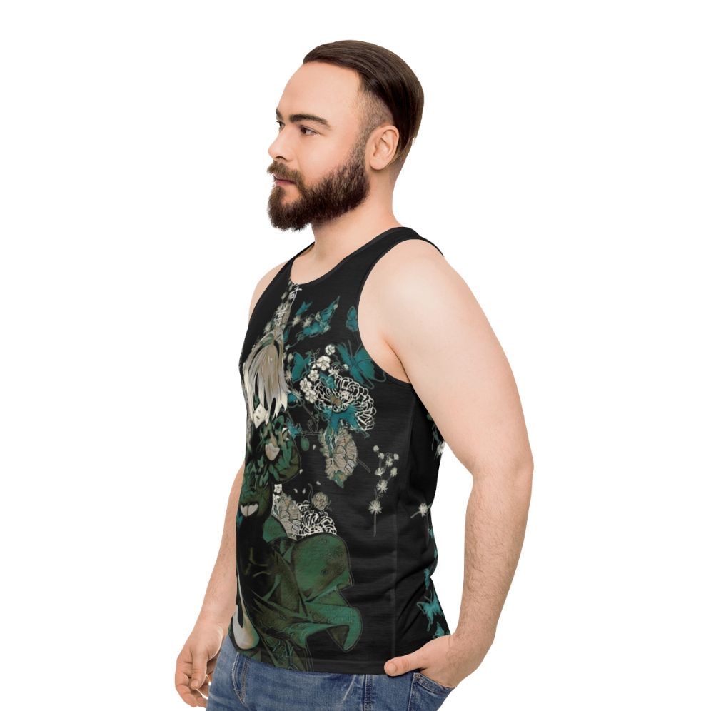 Butterflies and Floral Anime Unisex Tank Top - men side