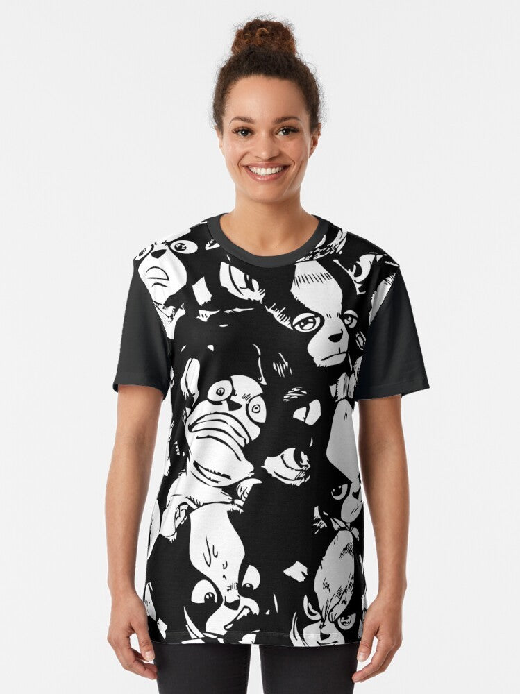 Iggy character from JoJo's Bizarre Adventure anime on a graphic t-shirt - Women