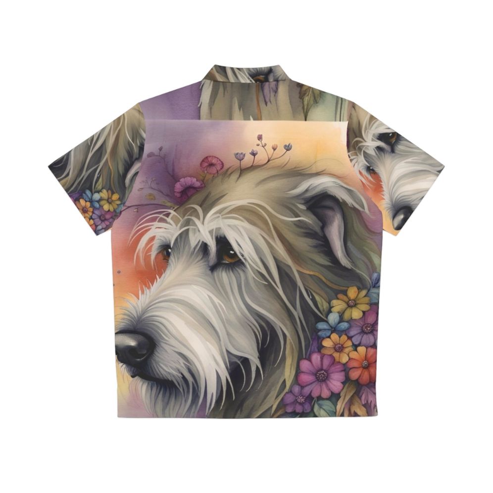 Bohemian Irish Wolfhound Watercolor Floral Hawaiian Shirt - Back