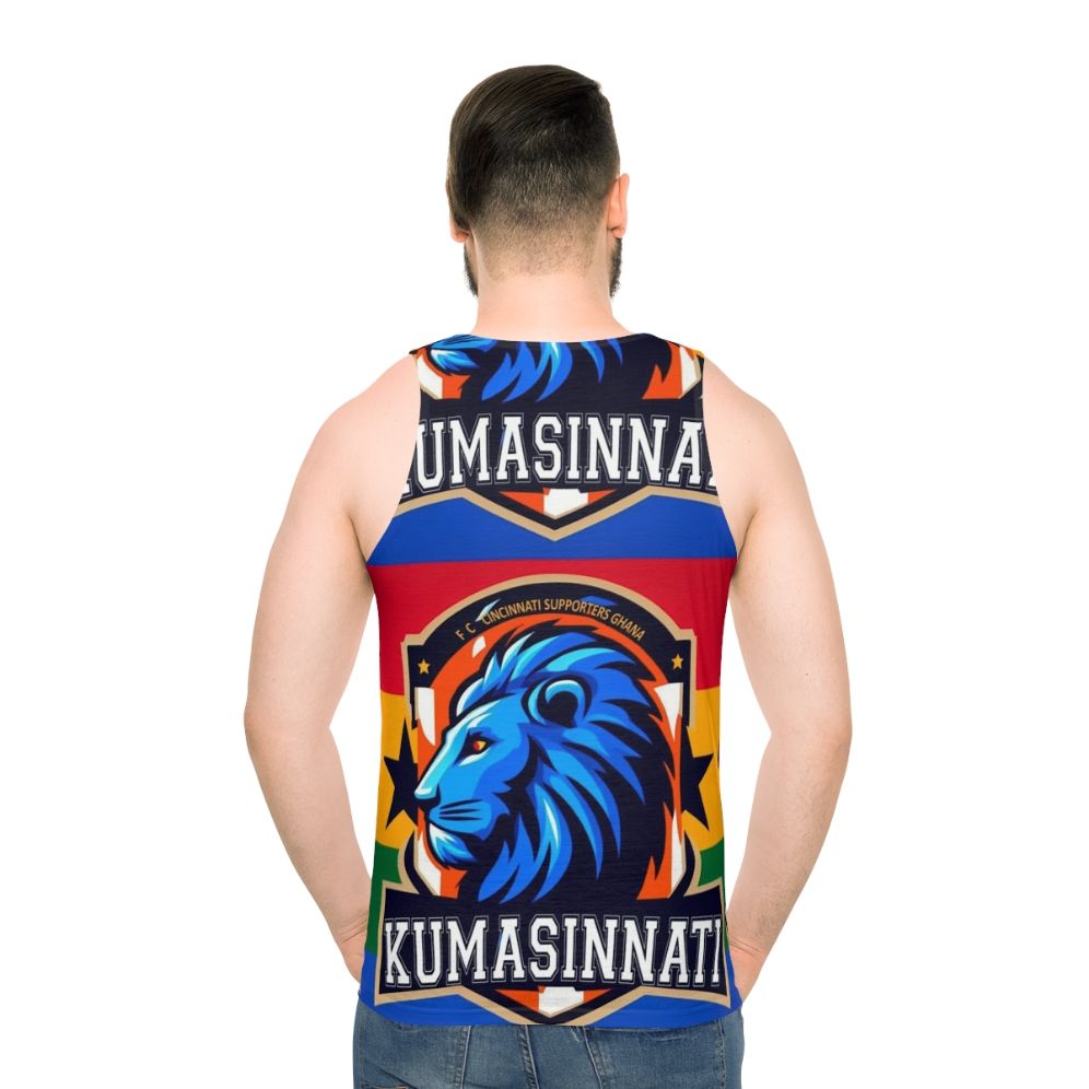 Unisex sports tank top with Ghana football and FC Cincinnati design - men back