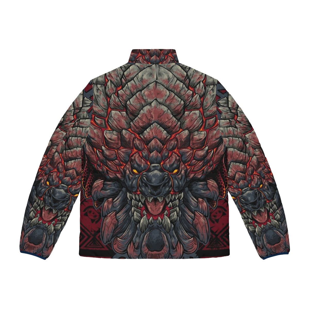 A warm and durable puffer jacket featuring the Bazelgeuse monster design, perfect for Monster Hunter fans. - Back