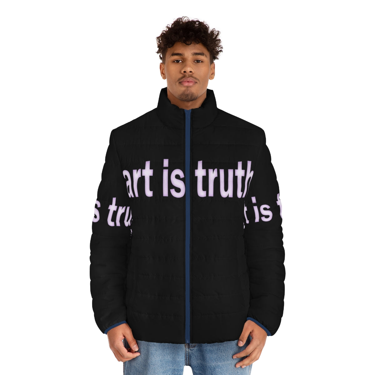 Steven Wilson inspired art is truth puffer jacket - men front