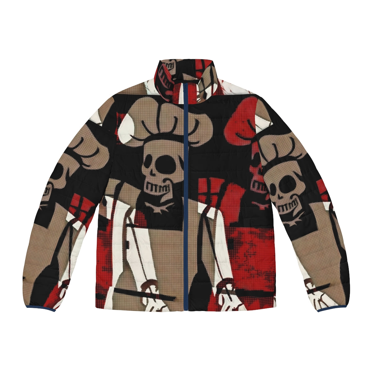 Skeleton Chef Puffer Jacket with Cooking Utensils