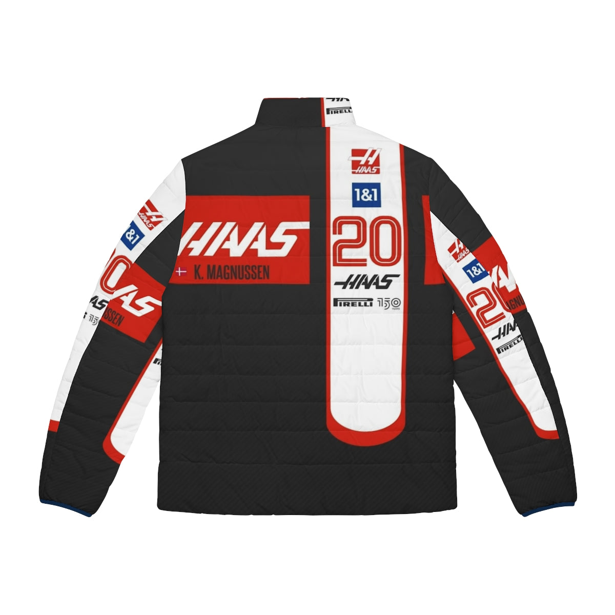 Haas F1 2022 Magnussen Puffer Jacket with team logo and driver name - Back