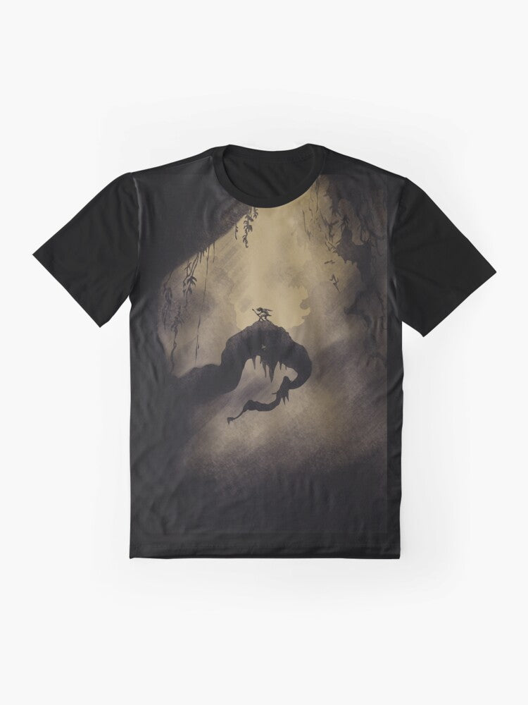 Tarzan graphic t-shirt with digital art illustration of the iconic Disney character - Flat lay