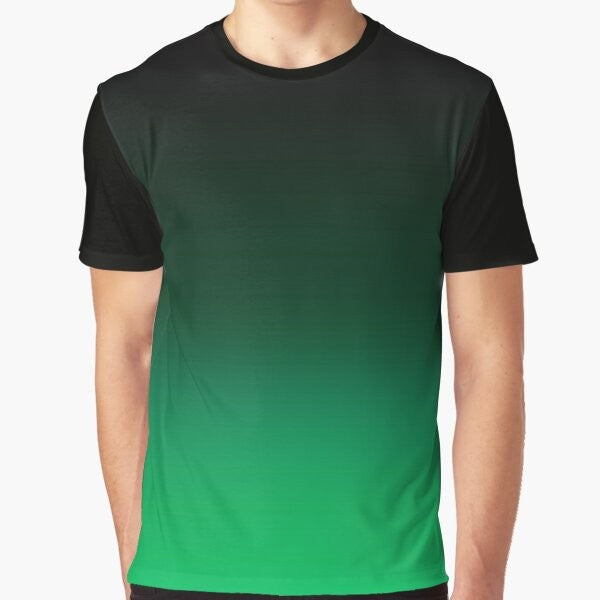 Ombre gradient graphic design on a green t-shirt