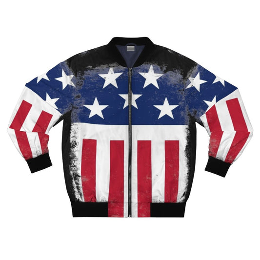 Stars and Stripes Firestarter Bomber Jacket with USA patriotic design and Prodigy music references