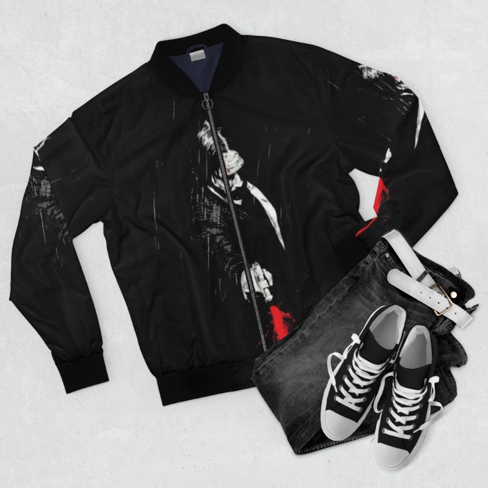 Baba Yaga Bomber Jacket with Wick Branding - Flat lay