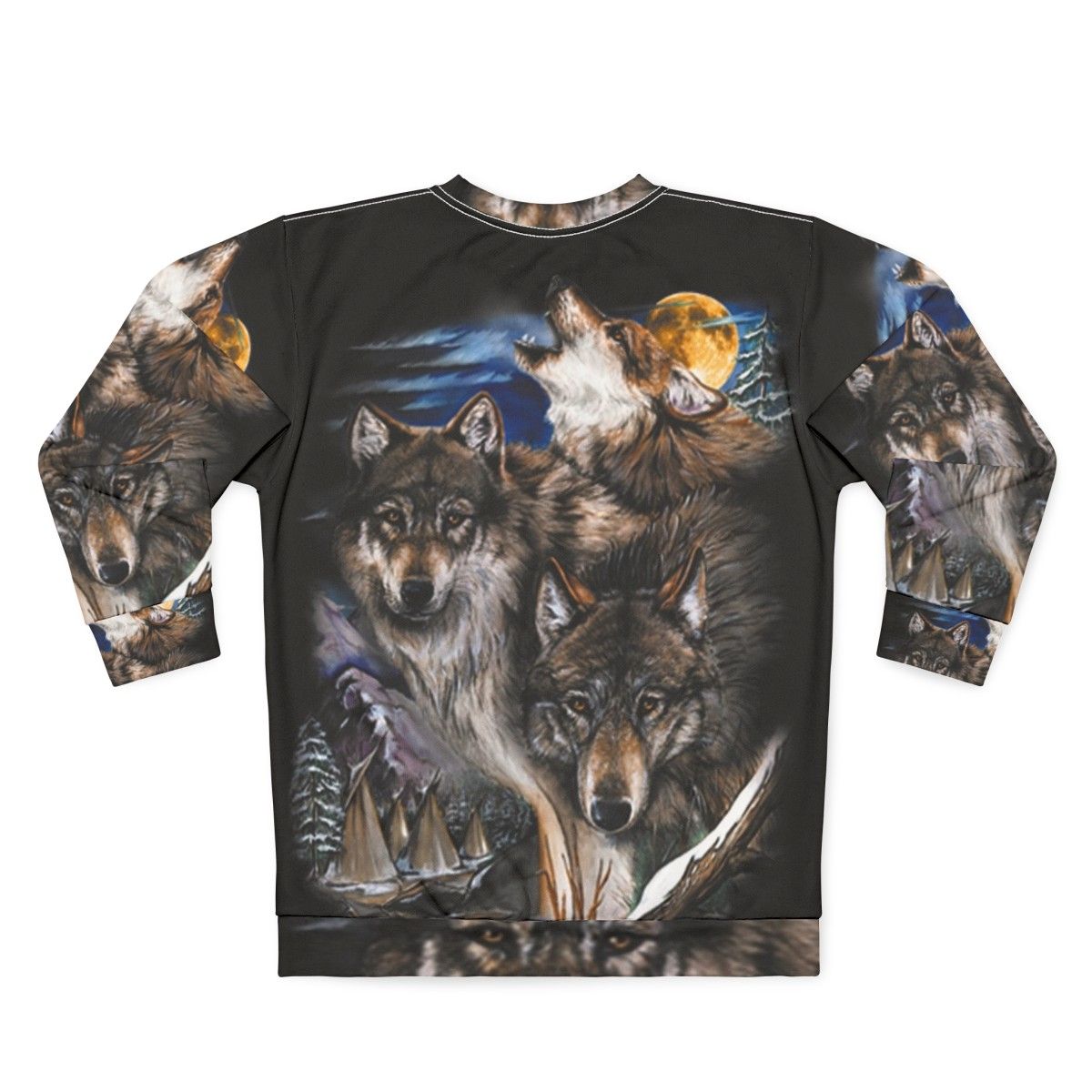 Howling Wolves In Full Moon Sweatshirt - Back