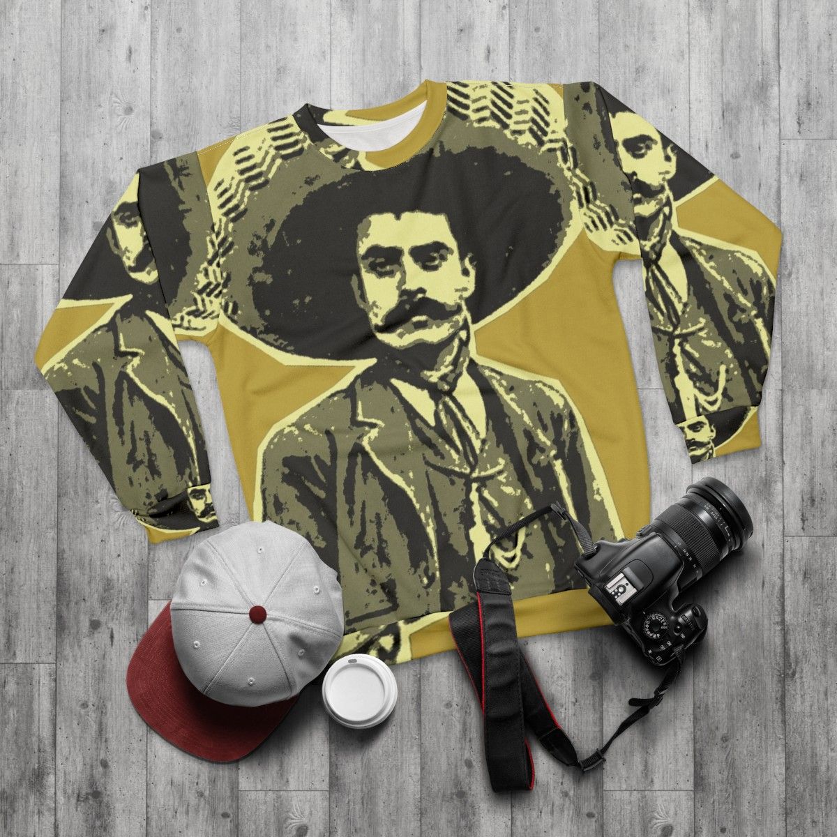 Emiliano Zapata Salazar Mexican Revolution Themed Sweatshirt - flat lay