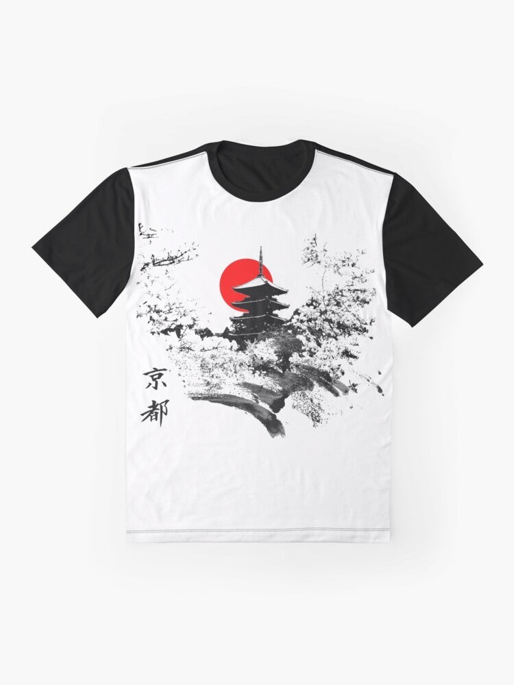 Kyoto Japan Graphic T-Shirt with Old Capital Design - Flat lay