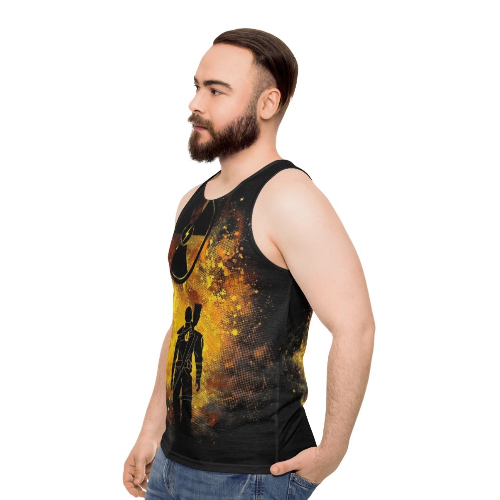 Fallout-inspired wasteland art unisex tank top - men side