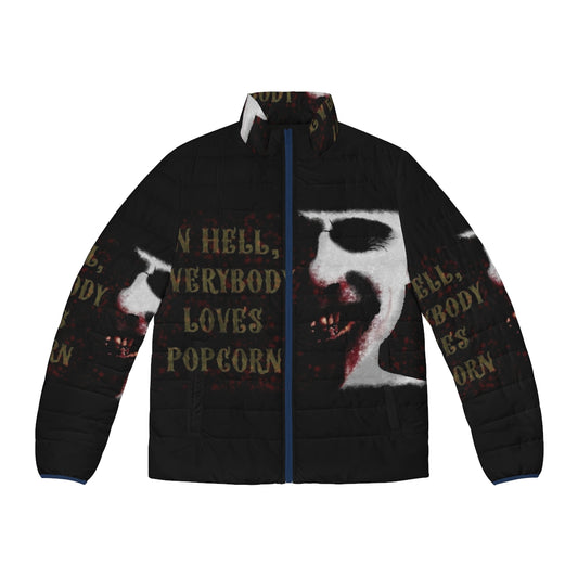 Doom Head Puffer Jacket featuring a horror-themed design inspired by Rob Zombie and Richard Brake