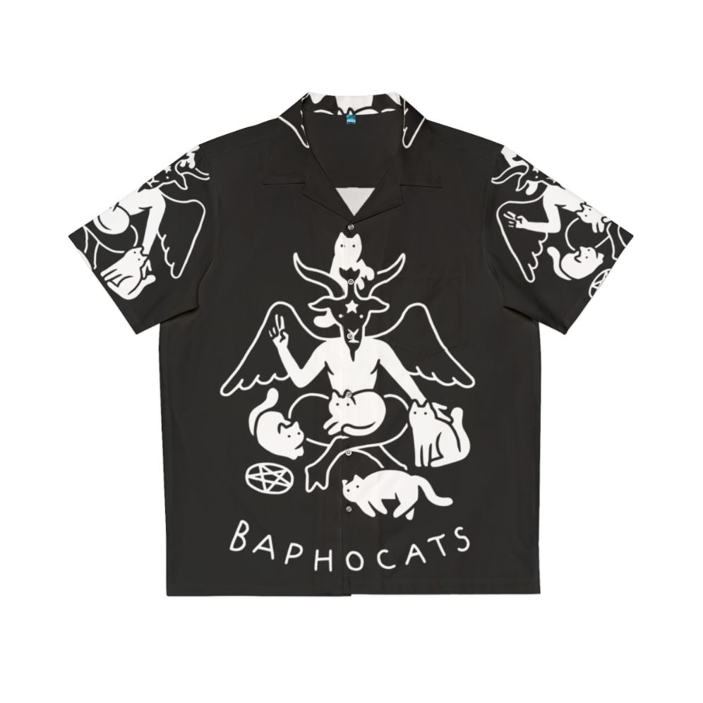 Baphocats Hawaiian Shirt featuring a cat with satanic/occult imagery