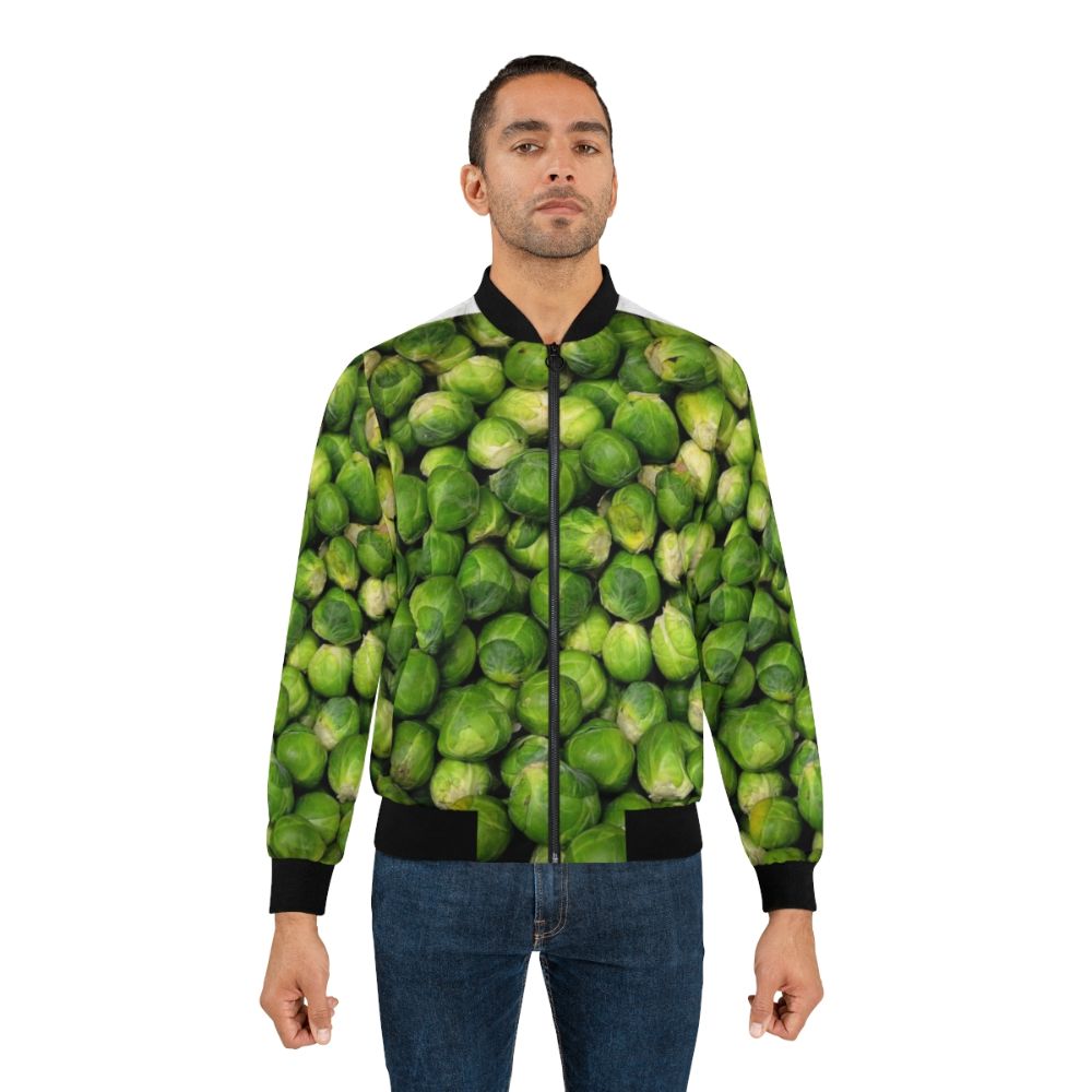 Brussels sprouts bomber jacket with a vibrant vegetable design - Lifestyle