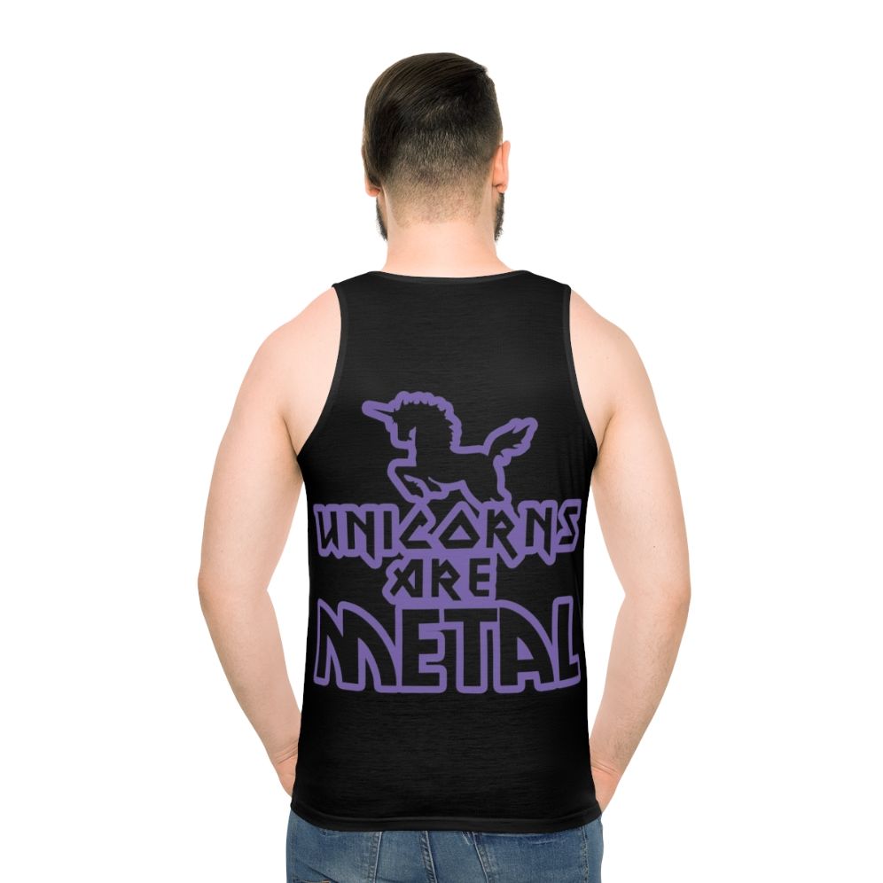 Unisex unicorns are metal tank top - men back