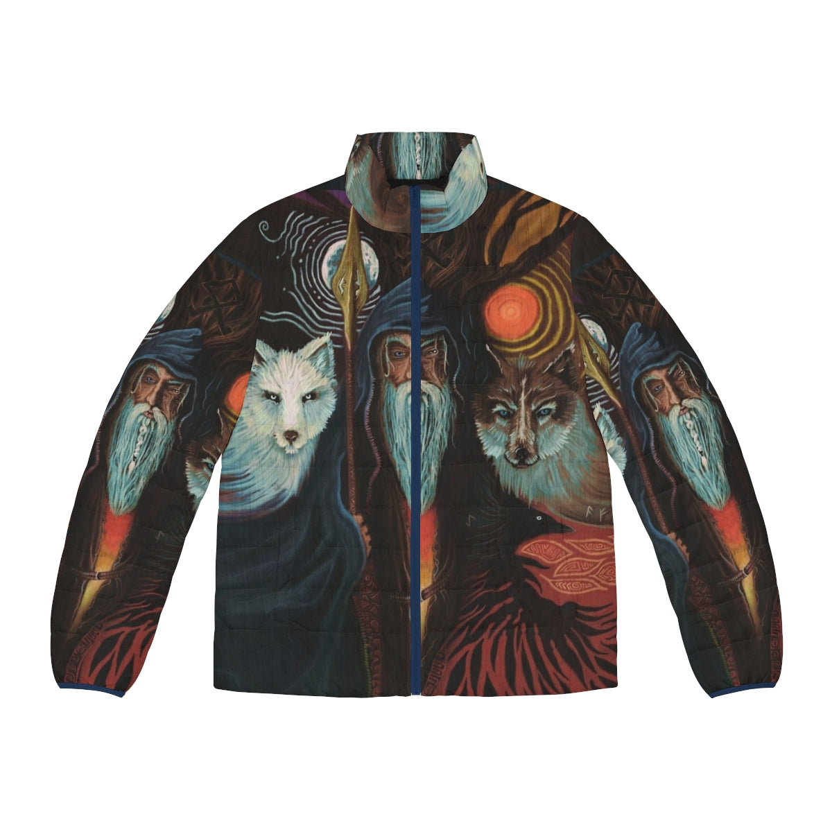 Odin Wotan Norse Mythology Puffer Jacket featuring Viking and Ragnarok designs