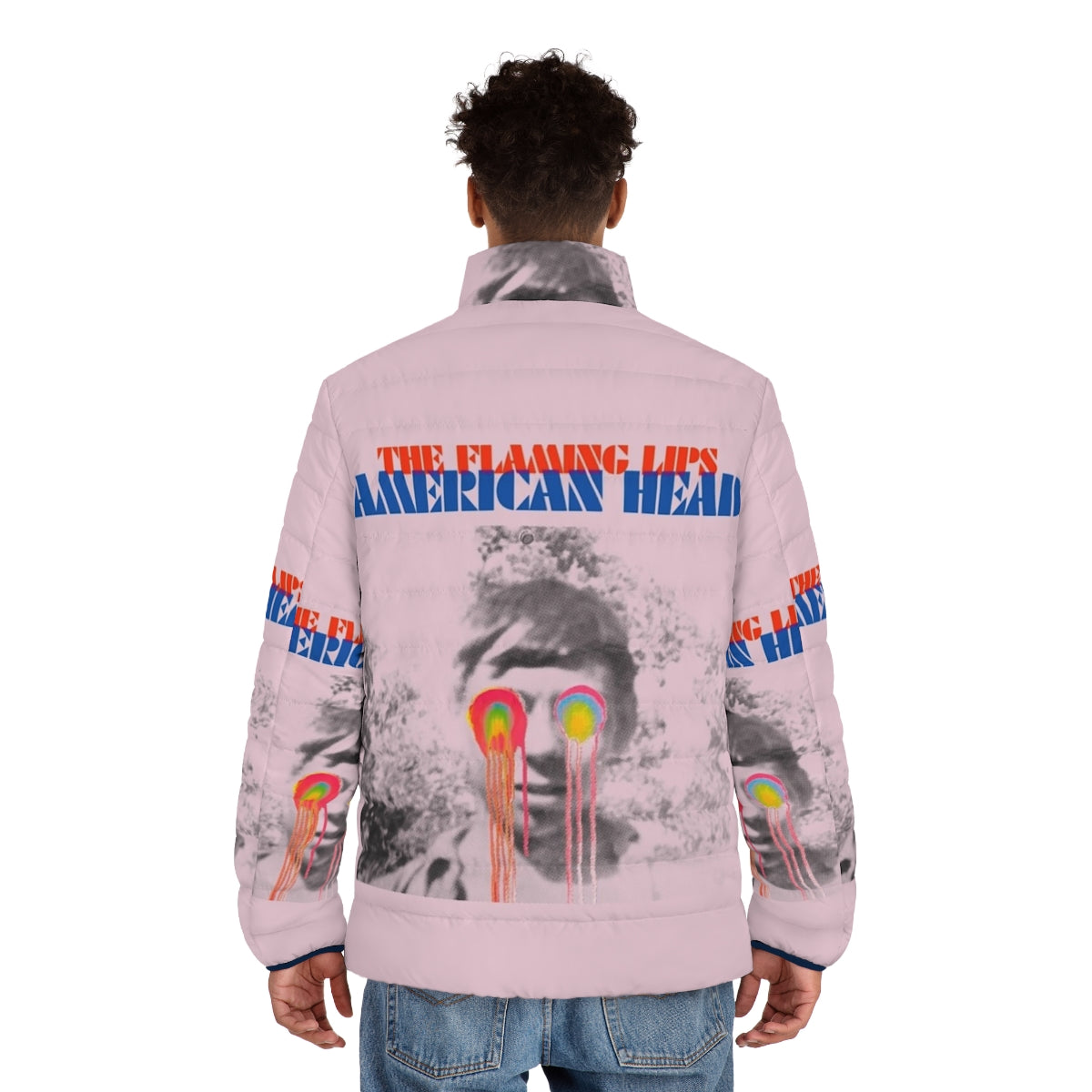 The Flaming Lips American Head Puffer Jacket for Alternative Music Lovers - men back