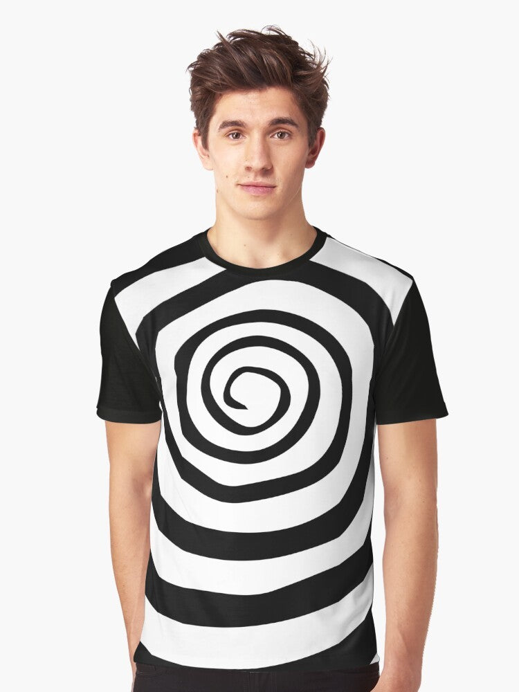 Motionless In White "Spiral" graphic t-shirt design featuring the band's logo and a spiral pattern - Men