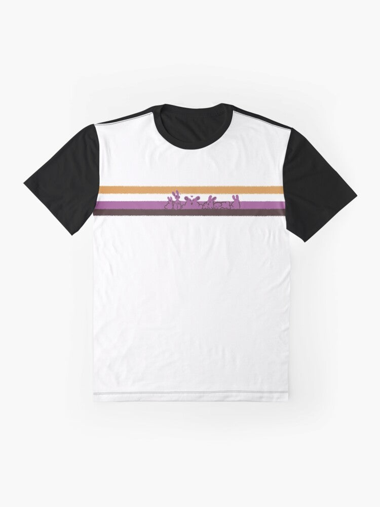 Nonbinary pride rabbits graphic design on a t-shirt - Flat lay