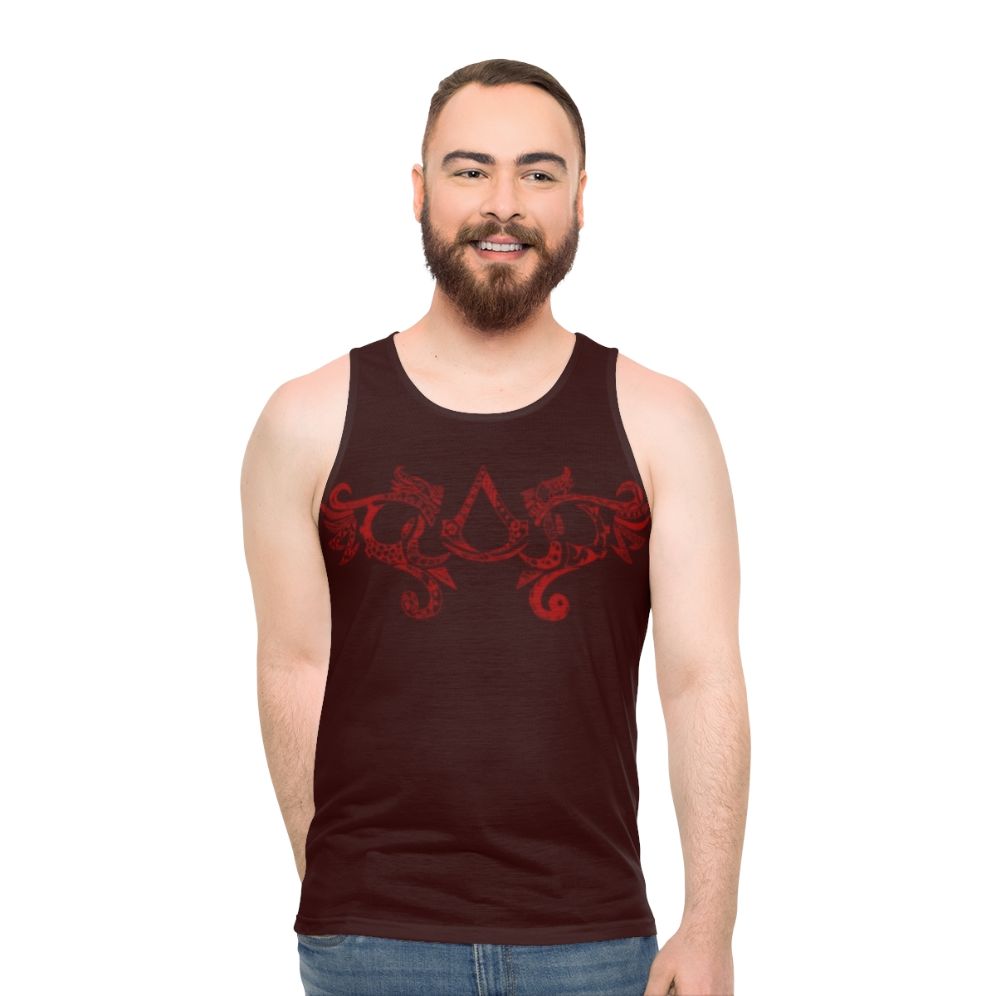 Assassin's Creed red tribal pattern unisex tank top - men