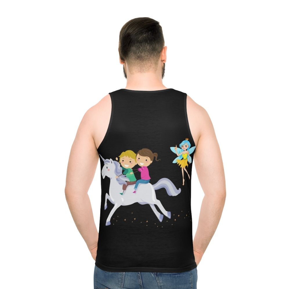 Unisex tank top with fantasy animal and lightning dragon design - men back