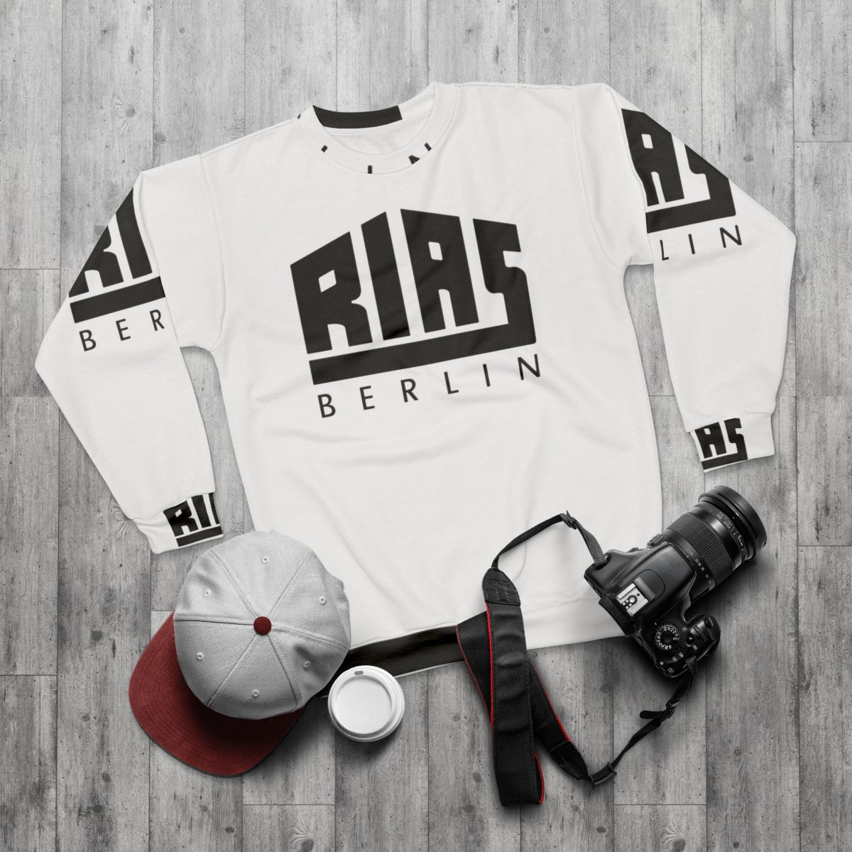 Rias Berlin Sweatshirt - German Radio VOA Clothing - flat lay