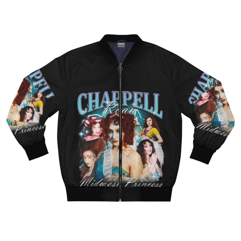 Chappell Roan Midwest Princess Bomber Jacket featuring a vibrant design and casual streetwear style