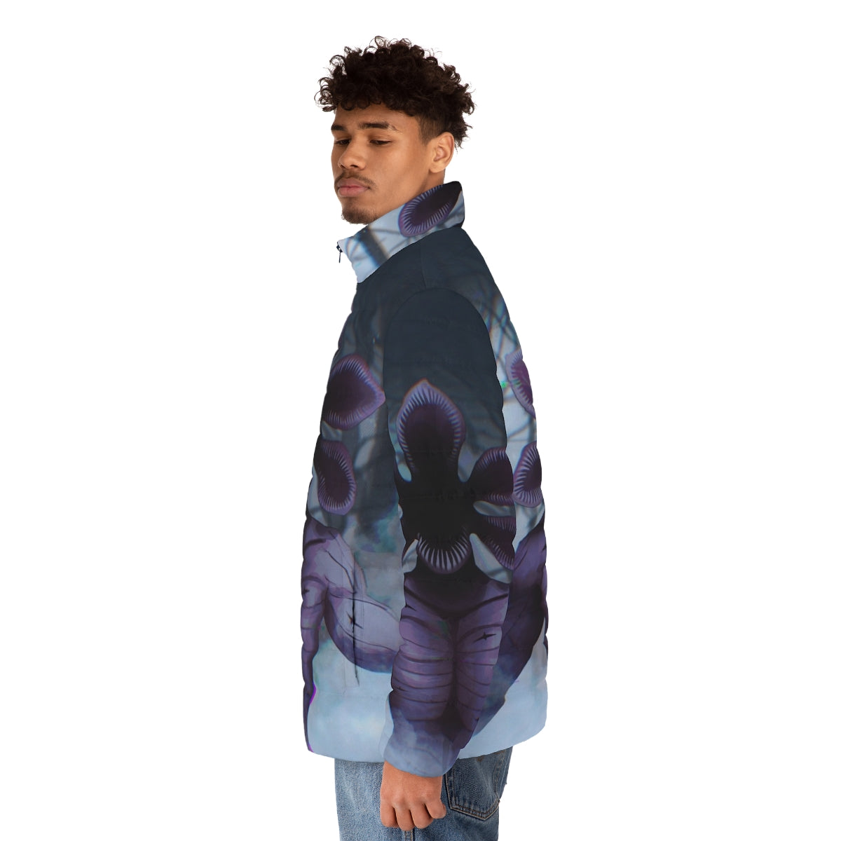 Stranger Things Demogorgon puffer jacket with fanart design - men side left