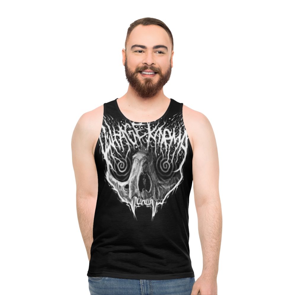 Black metal cat vintage karma unisex tank top - men