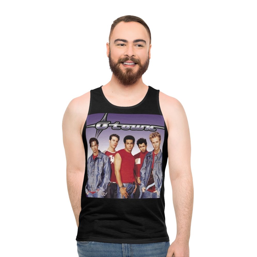 Unisex tank top featuring retro boy band music design - men