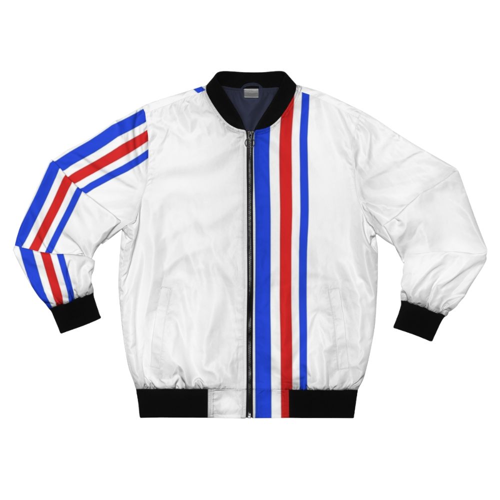 Retro 60s mod style bomber jacket with graphic patterns